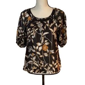 NWT Christy Lynn Lauren Black Desert Rose Print Top Sz-XS